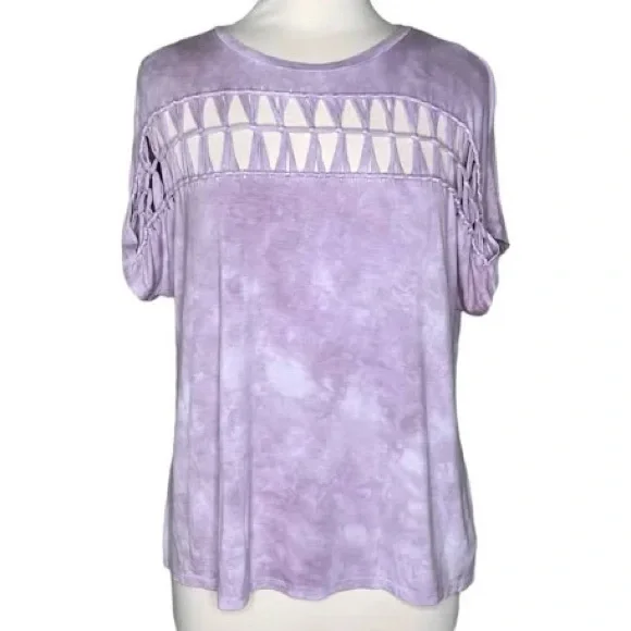 American Eagle Lavender Open Weave Tie-Dye Women's Top - Picture 4 of 4